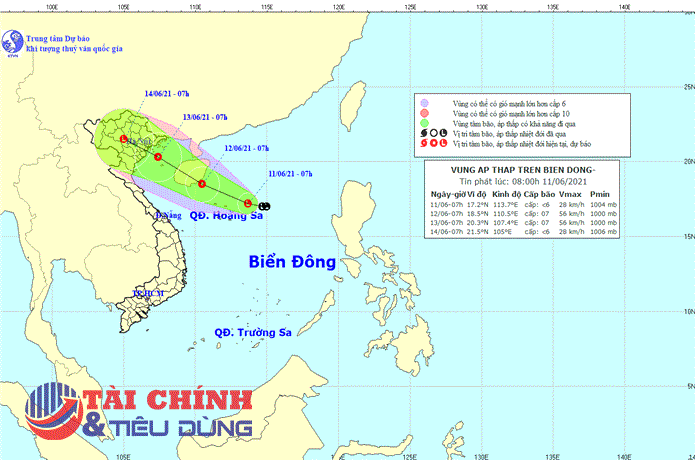 Xuất hiện vùng áp thấp giữa Biển Đông, có khả năng mạnh thêm