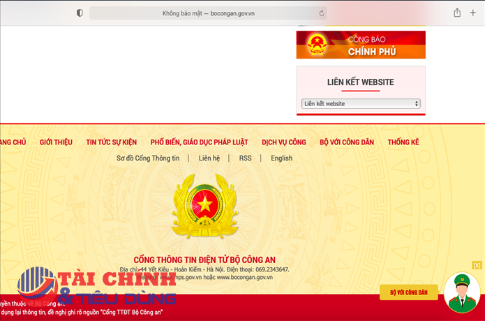 Cảnh báo việc giả mạo wesite của Bộ Công an để lừa đảo