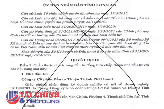 Long An cảnh báo việc giả mạo văn bản về KCN Thuận Thành Phát Land
