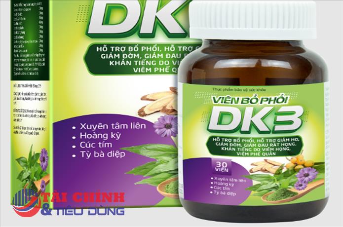 Cảnh báo: Thực phẩm BVSK Viên Bổ phổi DK3 vi phạm quy định pháp luật về quảng cáo