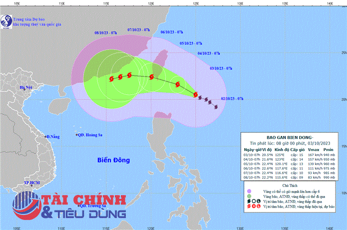 Cơn bão KOINU giật cấp 17 đang tiến vào Biển Đông