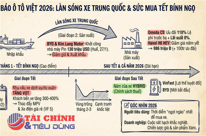 Thị trường ô tô Việt, dự báo 2026: Làn sóng xe Trung Quốc và sức mua Tết Bính Ngọ