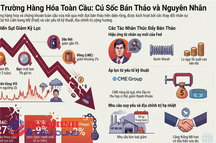 Giá hàng hóa toàn cầu lao dốc, tâm lý thị trường rung lắc mạnh