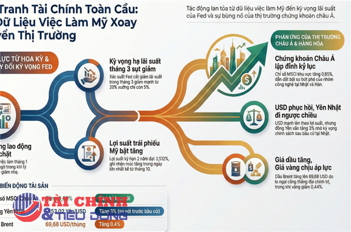 Chứng khoán châu Á lập đỉnh, đồng USD nhích lên sau dữ liệu việc làm Mỹ