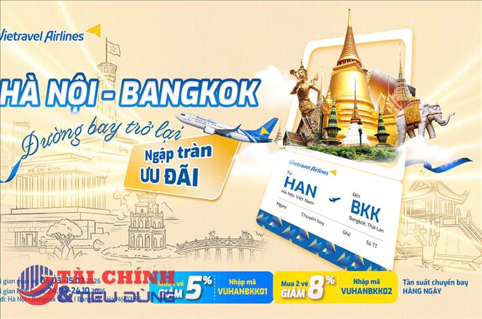 Vietravel Airlines mở bán trở lại đường bay Hà Nội – Bangkok
