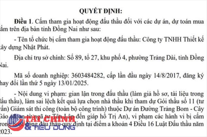 Làm giả hồ sơ dự thầu dự án giao thông, Công ty Nhật Phát bị phạt 250 triệu đồng
