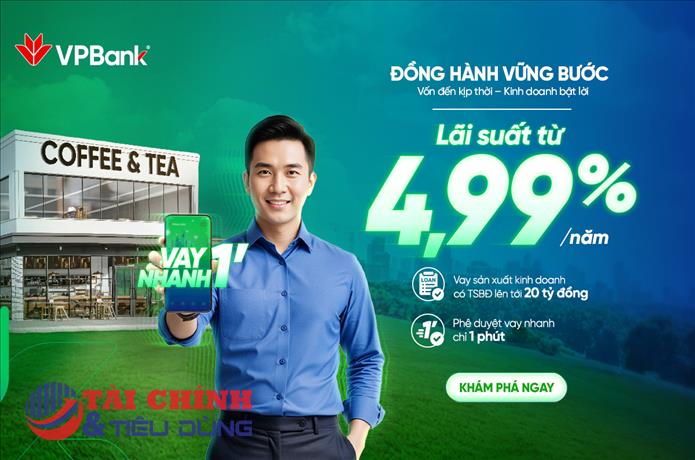 VPBank “Đồng hành vững bước” cùng hộ kinh doanh với lãi suất từ 4,99%/năm