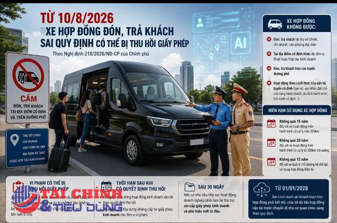 Từ 10/8, xe hợp đồng đón, trả khách sai quy định có thể bị thu hồi giấy phép