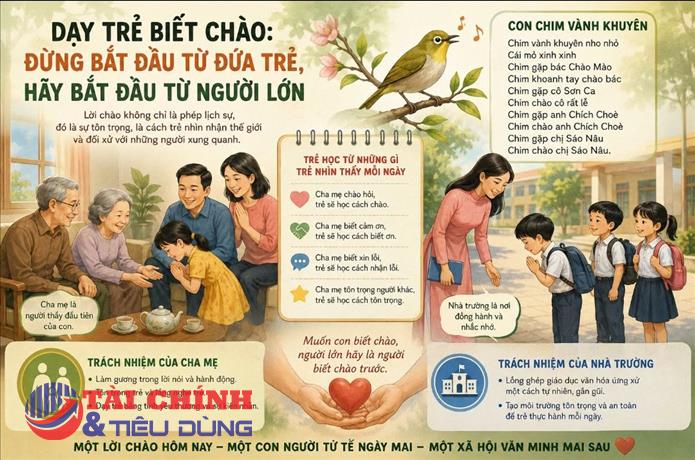 Dạy trẻ biết chào: Đừng bắt đầu từ đứa trẻ, hãy bắt đầu từ người lớn